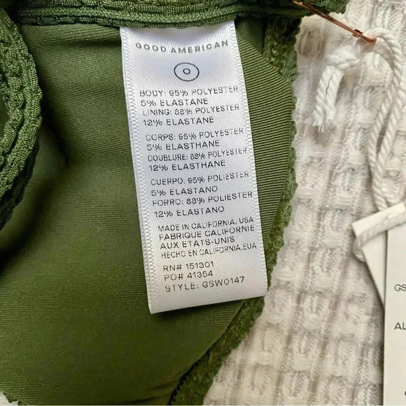 Good American Always Fits Textured Triangle Bikini Top XS Green Pesto NWT - Picture 10 of 11